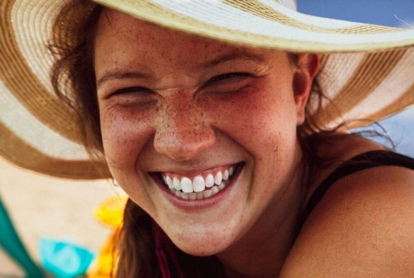Close-up of a woman with a big smile